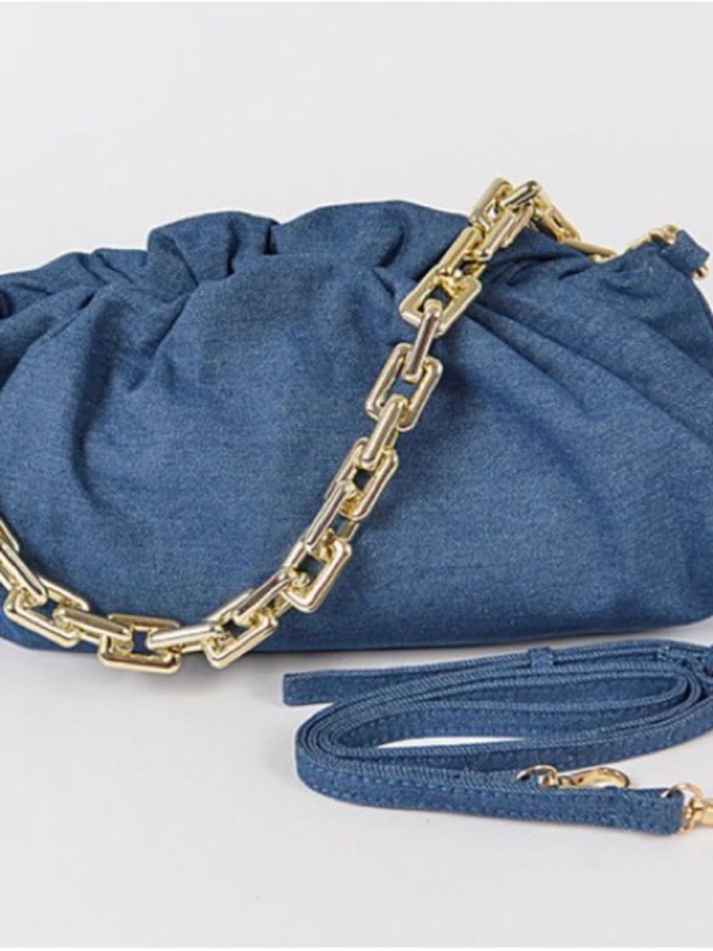 Blue Chain-Handle Women's Shoulder Bag